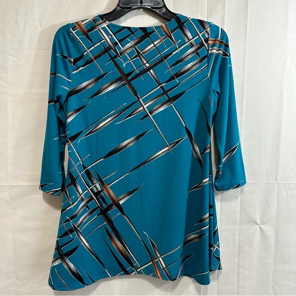 Alfani Womens Printed High Low Swing Tunic in Teal Petite Small - Picture 9 of 9